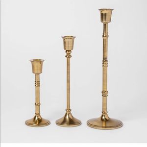 3pc Taper Candle Holder Set Gold